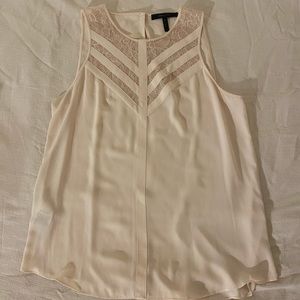 BCBG Max Azria Cream Sleveless Lace Blouse. EUC